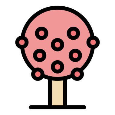 Sanat pastası ikonu ana hatları vektörü. Yıldız tatlısı. Şeker lolipop rengi düz