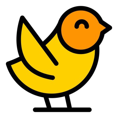 Mutlu serçe simgesi ana hat vektörü. Ev ağacı. Küçük uçan renk düz