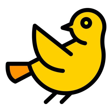 Uçan serçe simgesi ana hat vektörü. Şirin küçük. Ev kuşu rengi düz