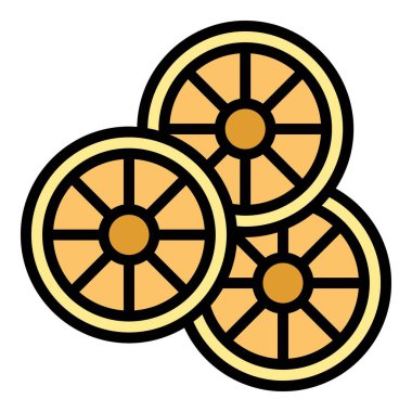 Kesilmiş meyve ikonu ana hatları vektörü. Yemek Brezilyalı. Et pişirme rengi düz