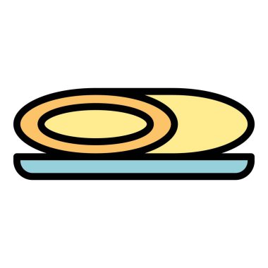 Pişmiş yemek ikonu ana hatları vektörü. Brezilya yemeği mi? Et bahia rengi düz