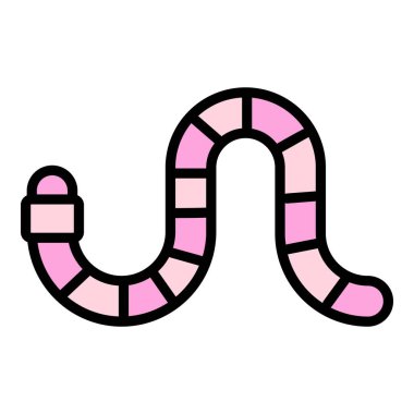 Toprak solucanı ikonu ana hat vektörü. Bahçe dünyası. Zemin hayvan rengi düz