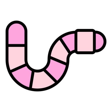 Maskot solucanı taslak vektörü. Bahçe toprağı. Şirin solucan rengi düz.