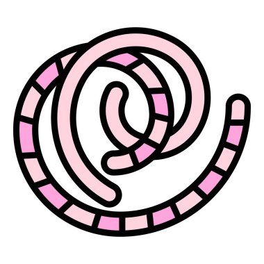 Yer solucanı ikonu ana hat vektörü. Hayvan pisliği. Bahçe toprak rengi düz