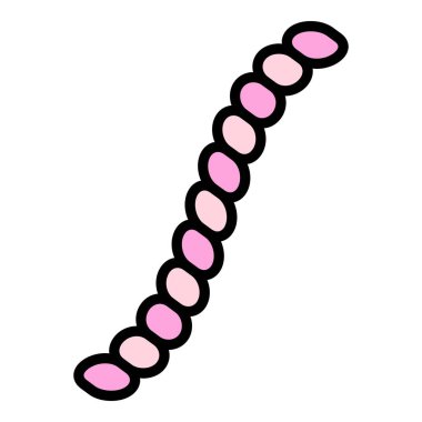 Uzun solucan ikonu ana hat vektörü. Bahçe toprağı. Tatlı bir abur cubur rengi.