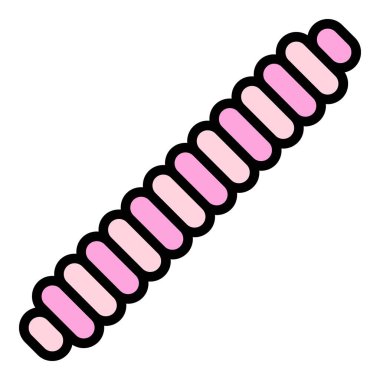 Tırtıl ikonu ana hat vektörü. Bahçe solucanı Hayvan toprak rengi düz