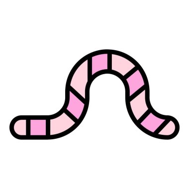 Whipworm ikon ana hatları vektörü. Bahçe solucanı Larva hayvan rengi düz