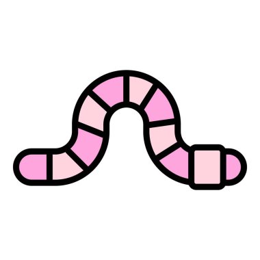 Çiftlik solucanı ikonu ana hat vektörü. Bahçe solucanı. Toprak hayvan rengi düz