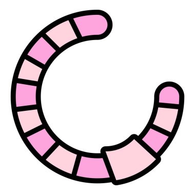 Çevre solucanı ikon ana hatları vektörü. Hayvan larvası. Bahçe böceği rengi düz