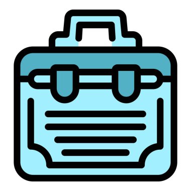 Çekiç kutusu simgesi ana hat vektörü. Kit davası. Araba çantası rengi düz