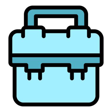 Tahta işi araç simgesi ana hatlı vektör. Kit davası. Torba rengini aç