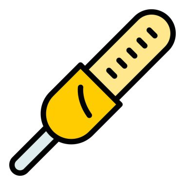 Soslu corndog ikonu ana hatları vektörü. Sosisli çubuğu. Sosis peyniri rengi düz