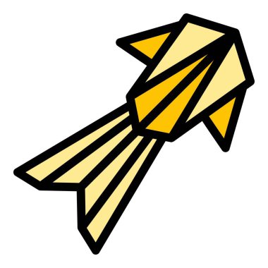 Origami kuş simgesi ana hat vektörü. Hayvan geometrisi. Kuş resmi rengi düz