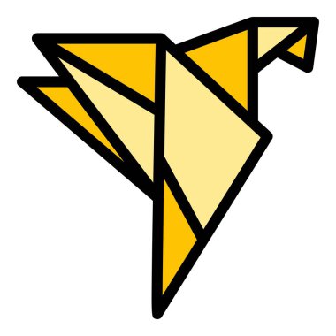 Japon sanat origami ikonu ana hatları vektörü. Geometrik hayvan. Kağıt çokgen rengi düz