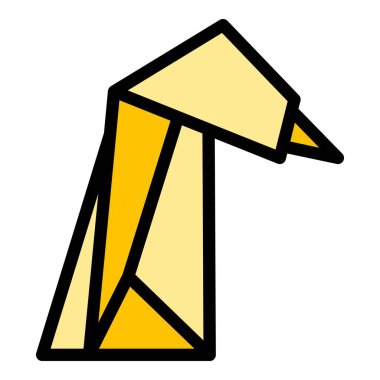 Kuş başlı origami ikonu ana hat vektörü. Hayvan geometrisi. Çokgen sanat rengi düz