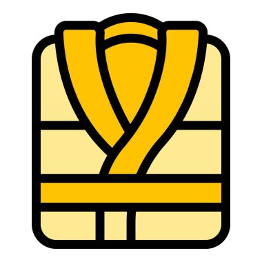 Gecelik ikonu ana hatları vektörü yerleştiriliyor. Havlu kumaşı. Tekstil yığını rengi düz