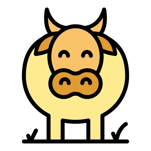 Vache Laitière Icône Contour Vecteur Ferme Bovine Taureau Animal Couleur — Image vectorielle