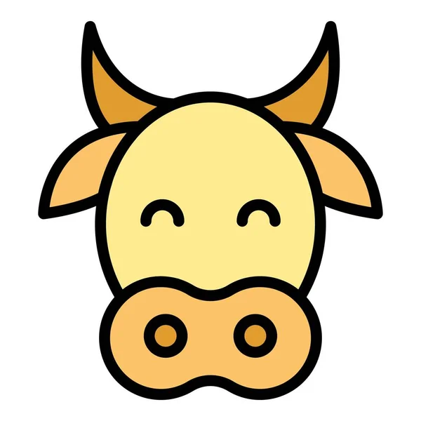 Ikona Głowy Krowy Wektor Zarysu Zwierząt Gospodarskich Mleko Wołowe Płaskie — Wektor stockowy