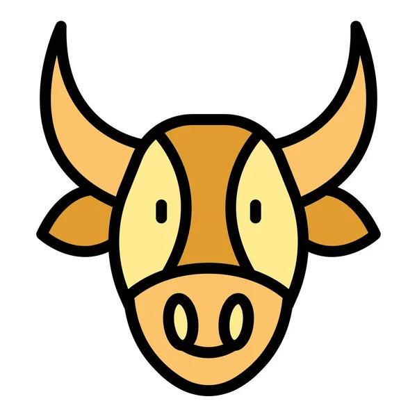 Toro Cabeza Icono Contorno Vector Raza Vacas Ternera Color Lácteo — Vector de stock