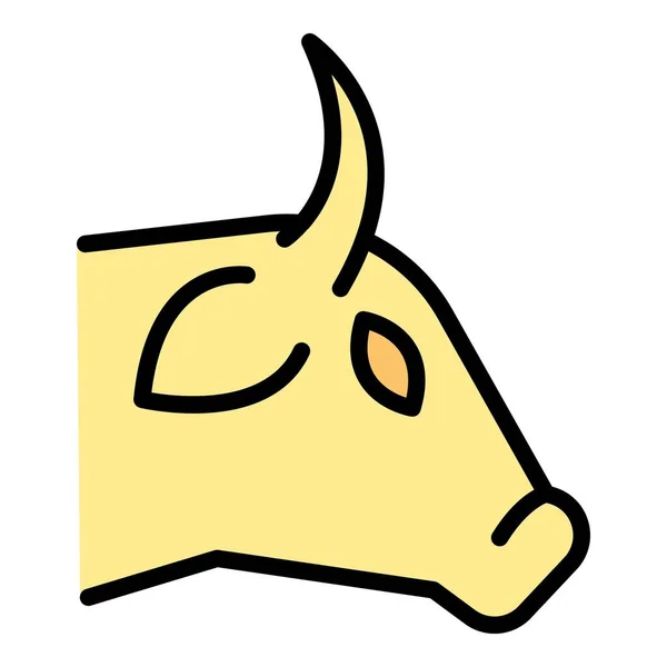 Vache Tête Icône Contour Vecteur Ferme Bovine Race Couleur Animale — Image vectorielle