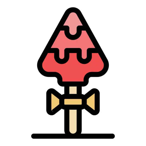 Art Cake Pop Icon Outline Vector Candy Lollipop Heart Dessert — Stock Vector