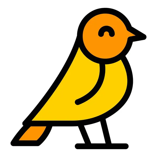 Branch Sparrow Icon Outline Vector Flight Bird Cute Tree Color — Stock Vector