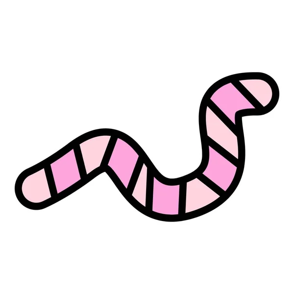 Whipworm Icon Outline Vector Worm Garden Larva Animal Color Flat — Stock Vector