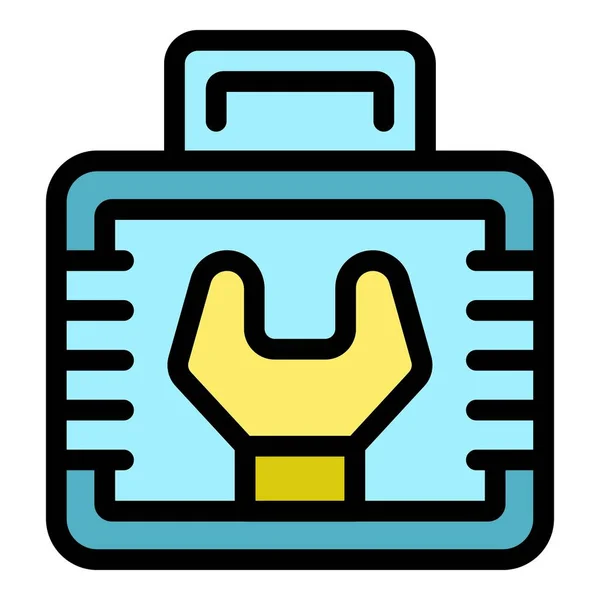 Craft Toolbox Icon Outline Vektor Werkzeugkasten Autotasche Farbe Flach — Stockvektor