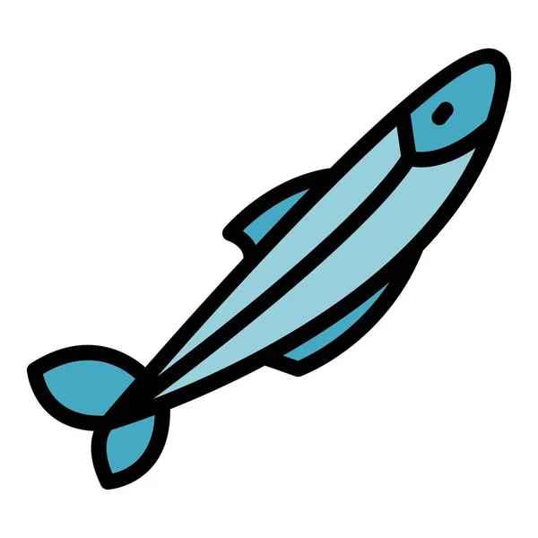 製品ヘリングアイコンアウトラインベクター 魚のシーフード 店のスラット色フラット — ストックベクタ