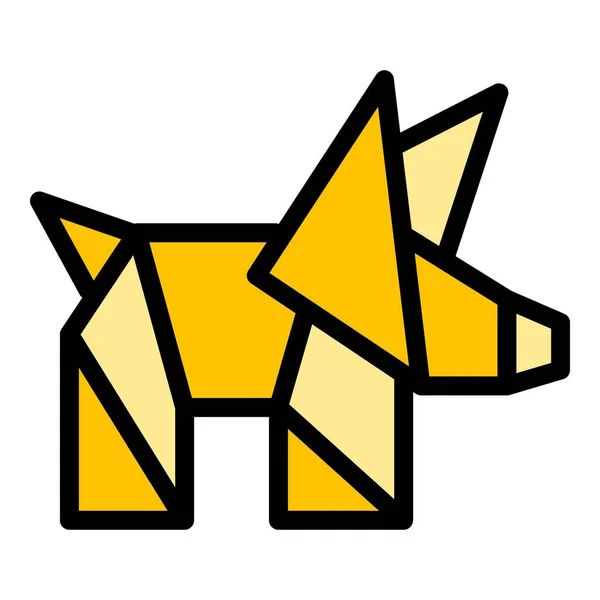 Origami Pes Ikona Obrys Vektor Geometrické Zvíře Mnohoúhelníková Barva Plochá — Stockový vektor