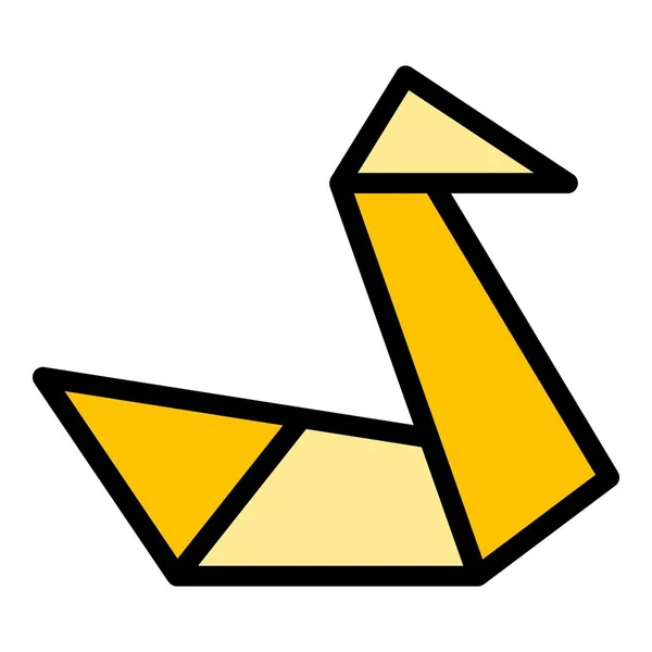 Origami Cisne Ícone Contorno Vetor Animal Geométrico Papel Polígono Cor — Vetor de Stock