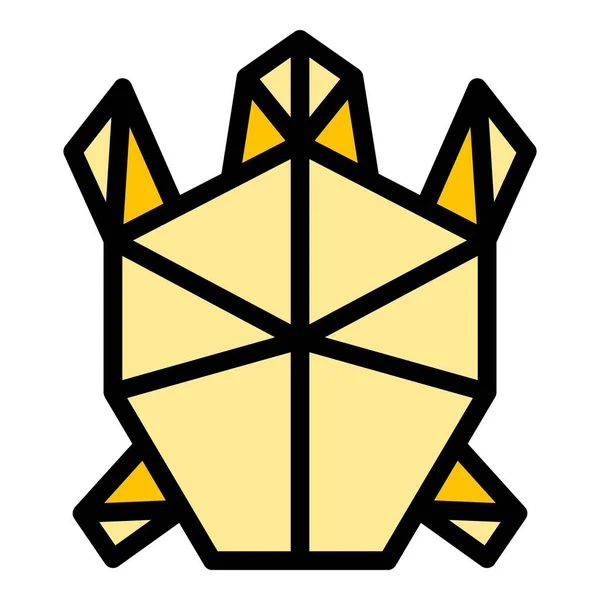 Schildkröte Origami Symbol Umrissvektor Geometrisches Tier Paper Art Farbe Flach — Stockvektor