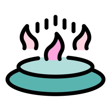 Spa mum ikonu ana hatları vektörü. Havlu kumaşı. Katlanmış renk düzlüğü