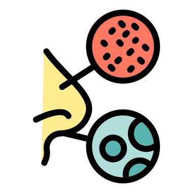 Burun bakım ikonu ana hatları vektörü. Sağlık hastalığı. Sivilce izi rengi düz