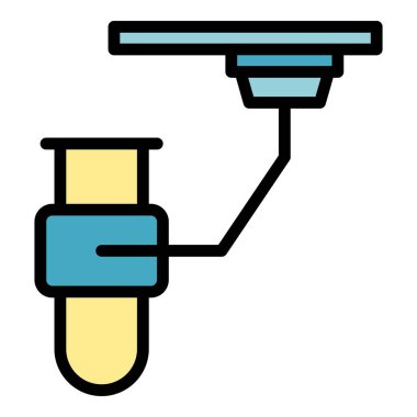 Test tübü yapım ikonu ana hatları vektörü. Cam fabrikası. Ham yaprak rengi düz