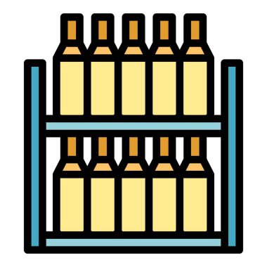 Şarap şişesi yapım ikonu ana hatları vektörü. Fırın çiğ. Sayfa yüzer rengi düz