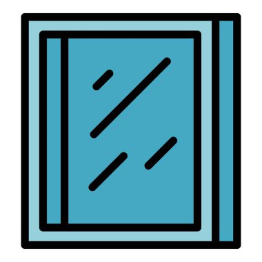 Cam pencere simgesi ana hatlı vektör. Fabrika üretimi. Kazan inşaat rengi düz