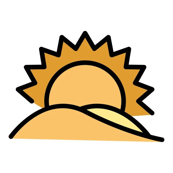Гаряча Піктограма Сонця Пустелі Контурний Вектор Арабський Табір Піщаний Колір — стоковий вектор