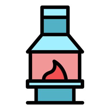 Ev servis simgesi ana hatları vektörü. Endüstri ocağı. Hava evi rengi düz