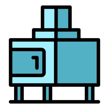 Fırın simgesi ana hat vektörü. Gaz yangını. Soba ısıtıcı rengi düz