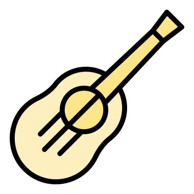 Ukulele enstrüman taslak vektörü. Müzik gitarı. Plaj sanat rengi düz