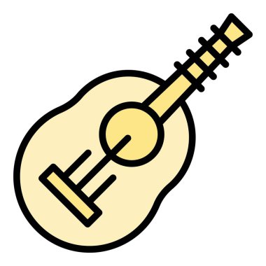 Plaj ukulele ikonu ana hat vektörü. Hawaii gitarı. Sanat oyunu renk düzlüğü