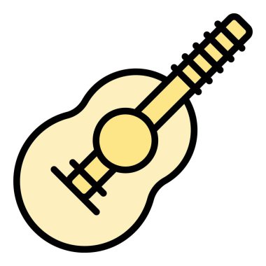 Ukulele tarzı simge ana hatları vektörü. Müzik Hawaii 'si. Akustik sanat rengi düz