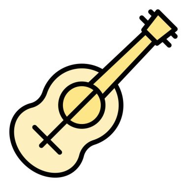 Jazz ukulele ikon ana hatları vektörü. Gitar müziği. Sanat akustik rengi düz