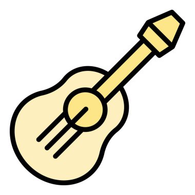 Ukelele simge dış hat vektörü. Ukulele gitarı. Müzik aleti rengi düz