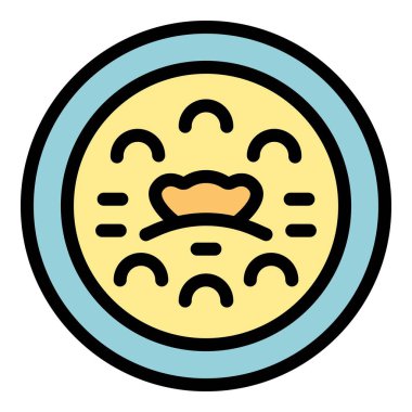 Portekiz çorba ikonu ana hatları vektörü. Morina balığı. Yemek turtası rengi düz