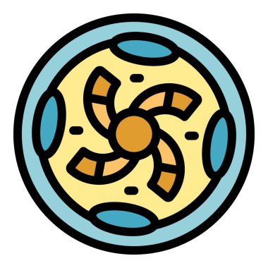 Kremalı gıda ikonu ana hatları vektörü. Portekiz yumurtası. Mutfak kızarmış rengi düz