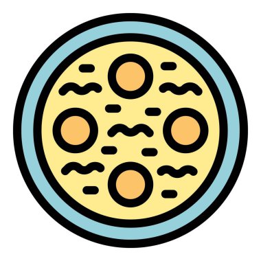 Çorba ikonu ana hatları vektörü. Yemek mutfağı. Hoşgeldiniz krem rengi düz