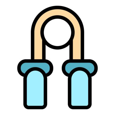 Spor espander ikonu ana hatları vektörü. El sıkıştırıcı. Güç egzersizi rengi düz