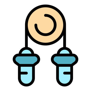 Eğitmen espander simgesi ana hat vektörü. El elemanı. Güç egzersizi rengi düz